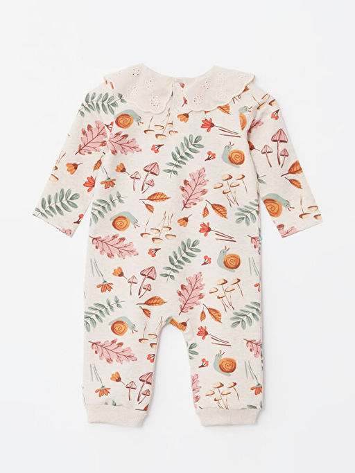 Bebe Yaka Uzun Kollu Desenli K?z Bebek Tulum - Waikiki фото 2