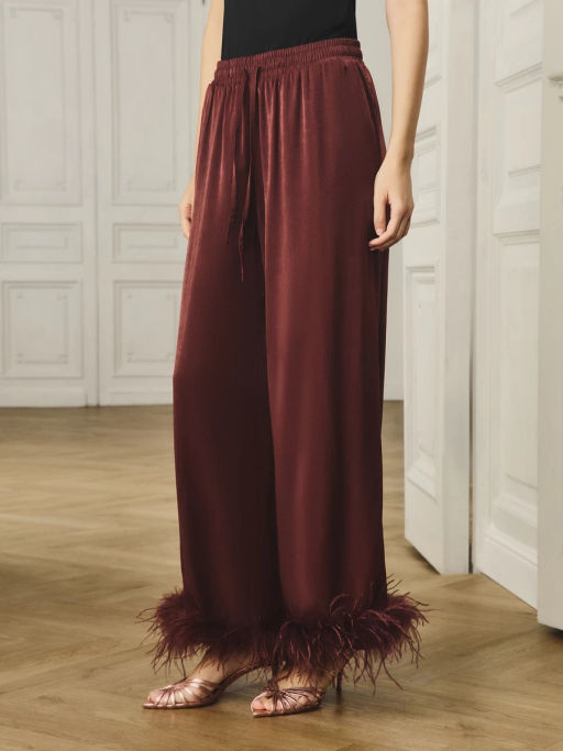 Прямые брюки из вискозы с перьями / Zarina