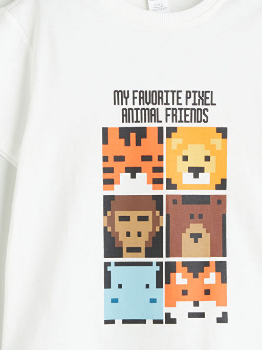 Bisiklet Yaka Bask?l? Erkek ?ocuk Ti??rt