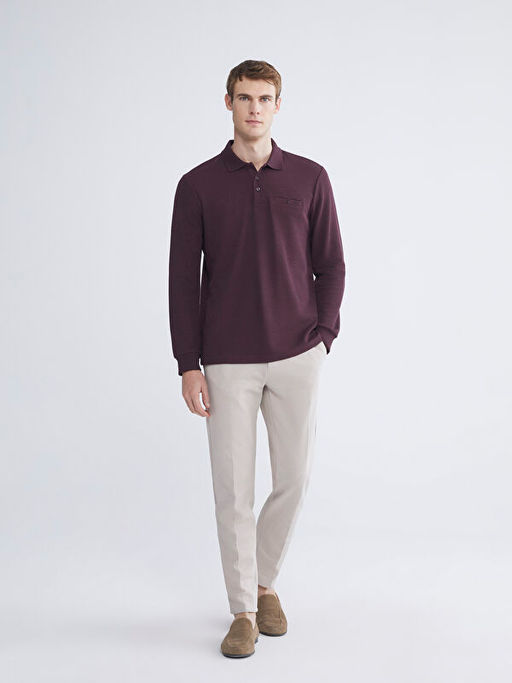 Polo Yaka Uzun Kollu Erkek Sweatshirt