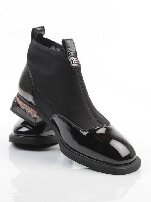 01-B44B-81AG BLACK Ботинки демисезонные женские (натуральная кожа, текстиль, байка)