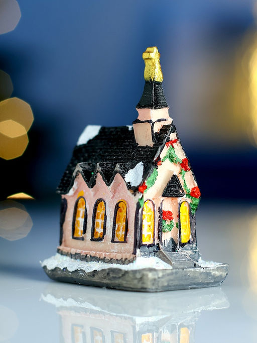 Светодиодная фигура «Дом с башней» 4.5×8.5×6 см, керамика, батарейки AG13×2 ( в комплекте), свечение тёплое белое