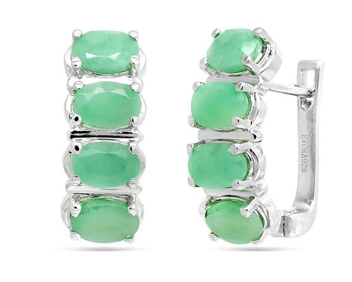 Серьги из серебра изумруд берилл, Киноа