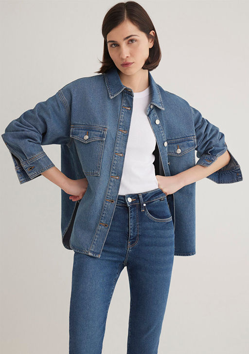 Bekka Classic Denim Indigo Mavisi Jean Gomlek