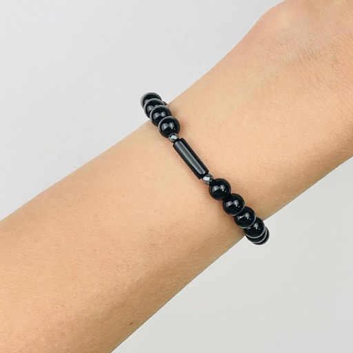 Браслет из черного Агата и Гематита 19 см