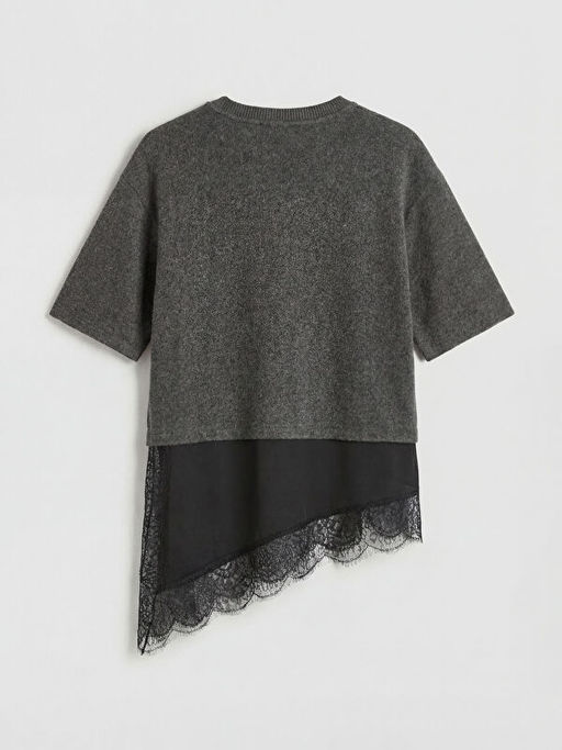 Bisiklet Yaka Asimetrik Kesim Kad?n Triko Kazak