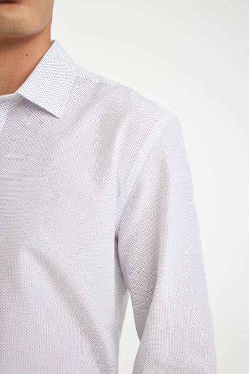 Рубашка из поплина с длинными рукавами и воротником-поло Modern Fit - Defacto фото 4