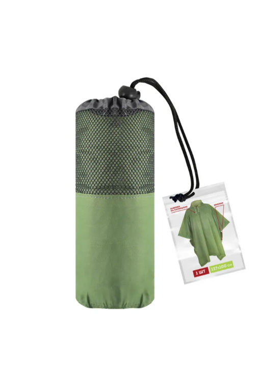 Дождевик "ПОНЧО" EVA зеленый с чехлом 120мк EVA01PG