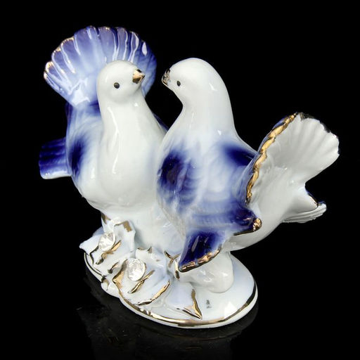 Сувенир "2 синих голубя со стразами" 9х12 см