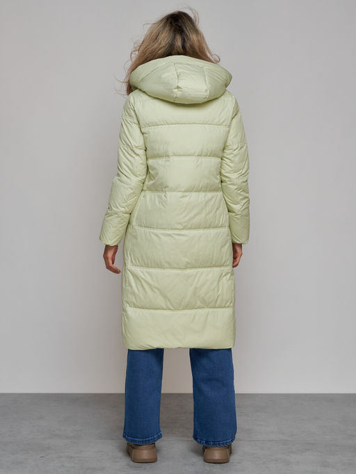 Пальто утепленное молодежное зимнее женское светло-зеленого цвета 52325ZS - Holdluck фото 5
