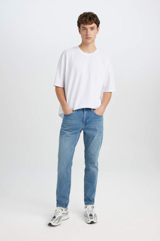 Узкие зауженные джинсовые брюки с нормальной талией и зауженной посадкой - Defacto фото 2