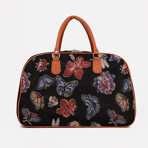 Сумка дорожная, 2 отдела на молниях, длинный ремень, цвет рыжий/разноцветный - Simaland фото 3