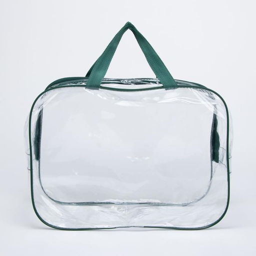 Косметичка на молнии, цвет прозрачный/зелёный