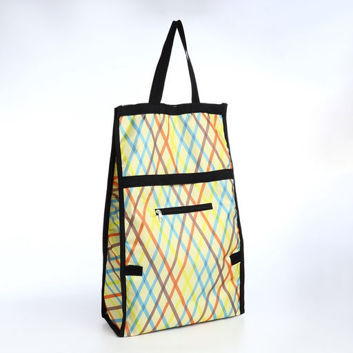 Сумка хозяйственная складная на липучке, 2 колеса, наружный карман, 32×13×52 см, разноцветная