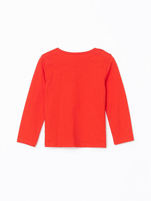 Bisiklet Yaka Bask?l? K?z ?ocuk Ti??rt