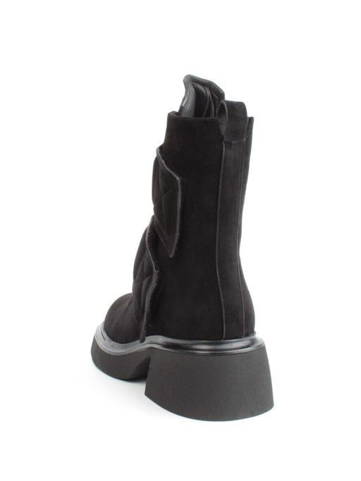 04-M3-HSM711 BLACK Ботинки зимние женские (натуральная замша, натуральный мех)