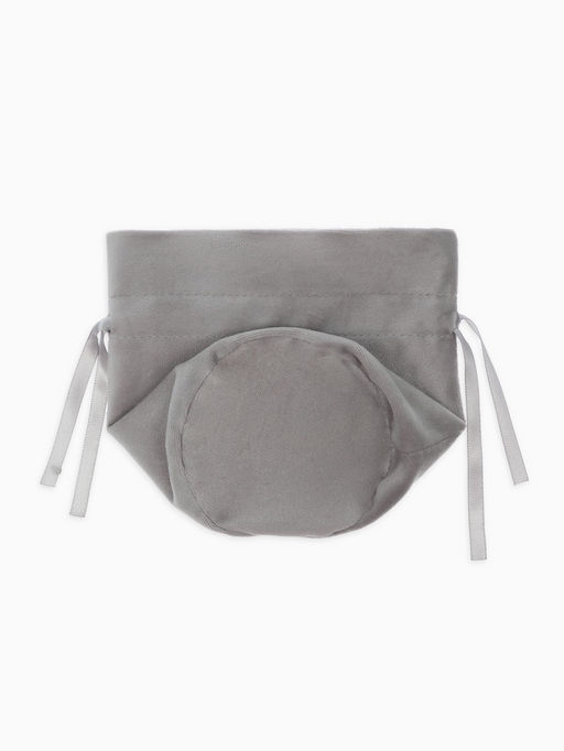 Цена за 10 шт. Мешочек бархатный с бусиной, 13х9 см, серый (фас. 10 шт)