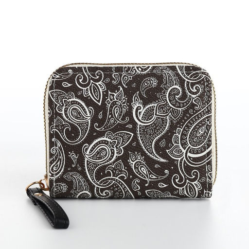 Кошелёк женский на молнии с ремешком, чёрный