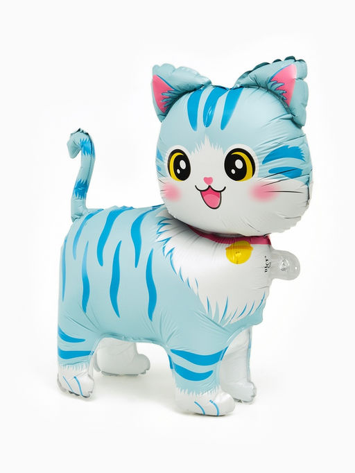 Цена за 5 шт. Воздушный шар фольгированный 22" «Голубая кошка», фигура под воздух