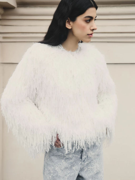 Жакет из перьев с пайетками / Zarina