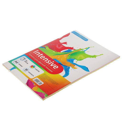 Бумага цветная А4, 50 листов Calligrata Интенсив, 5 цветов, 80 г/м  фото 2