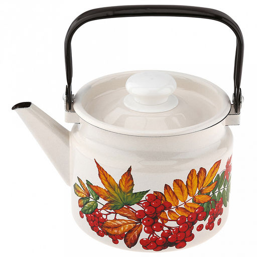 "Рябина" Чайник эмалированный 2л, металлическая крышка (Россия)