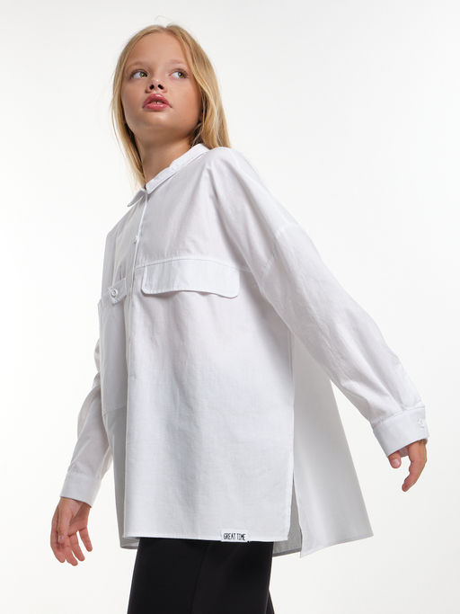 Рубашка для девочки подросткам школьная форма оверсайз UD 7953 белый - Mini maxi фото 14