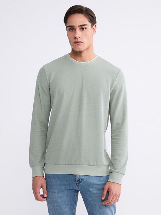 Bisiklet Yaka Uzun Kollu Erkek Sweatshirt