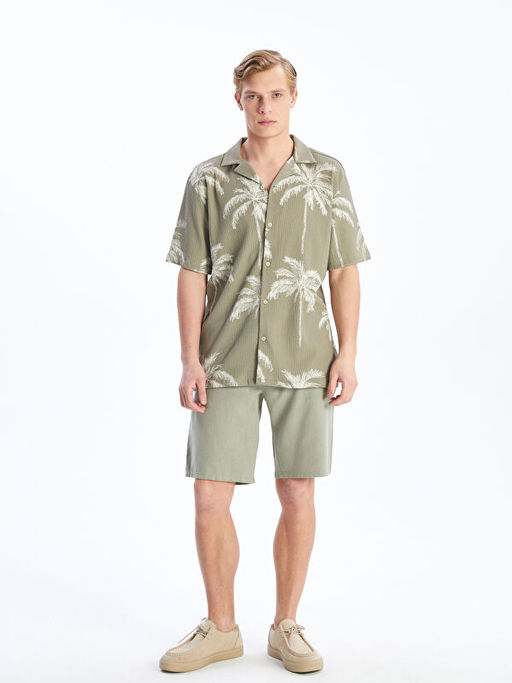 Regular Fit K?sa Kollu Desenli Erkek G?mlek