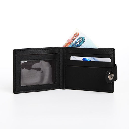 Портмоне мужское на магните, отдел для купюр, для карт, чёрное