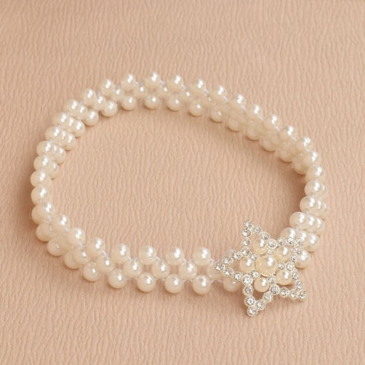 Подхват для штор Звезда, жемчуг на резинке, d = 4 см, 2 43 см, цвет белый - Арт узор фото 2