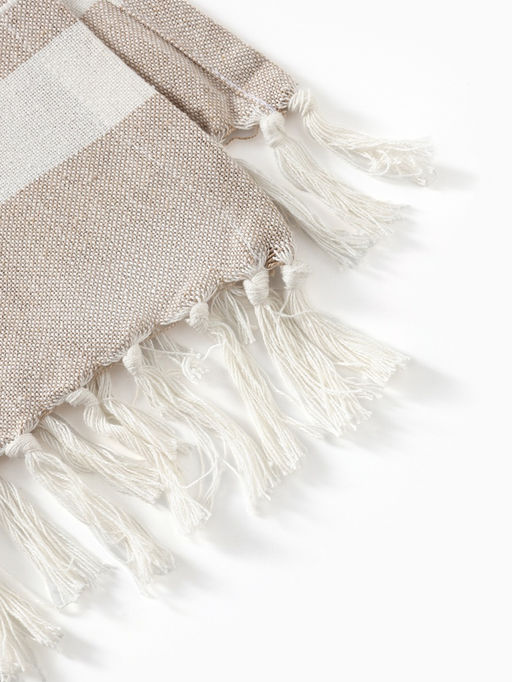 Плед «Этель» Beige stripe, 150×220 см, хлопок 100%, бежевый