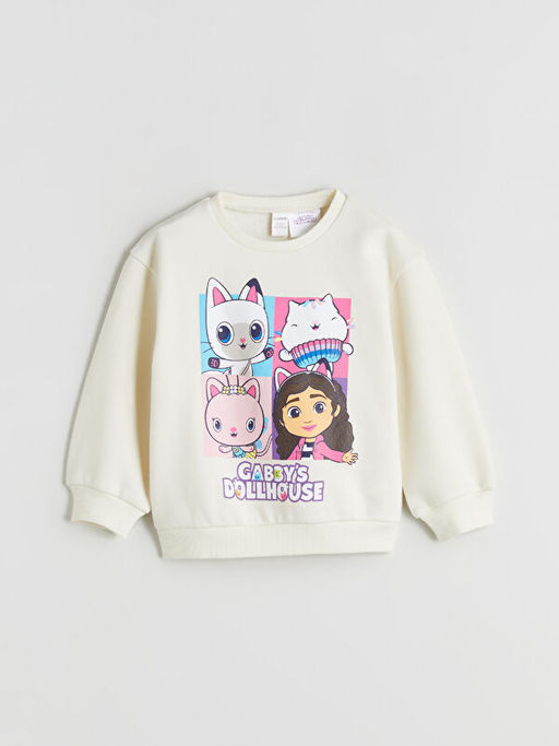 Uzun Kollu Gabbys Dollhouse Bask?l? K?z ?ocuk Sweatshirt