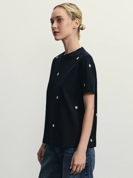 Футболка из хлопка с вышивкой / Zarina  фото 10