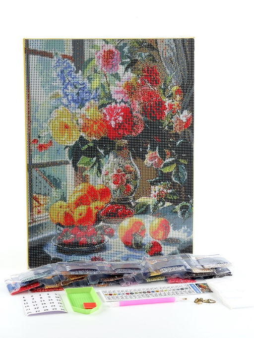 Алмазная мозаика с полным заполнением на холсте с подрамником Натюрморт, 30?40 см