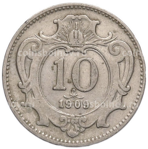 Монета 10 геллеров 1909 года Австрия