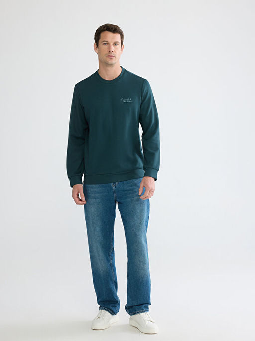 Bisiklet Yaka Nak??l? Erkek Sweatshirt