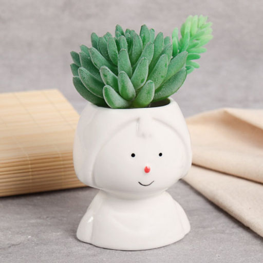 Кашпо 8х7x10 см Девочка / WN12 /уп 100/ белое - Галеонтрейд фото 3