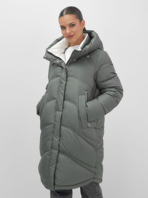 Пальто зимнее Visdeer 7747Kh женское утепленное 220 г/м² хаки фото 6