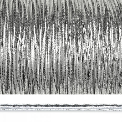 Резинка-шнур 3мм шляпная круглая TBY цв. серебро боб.100м