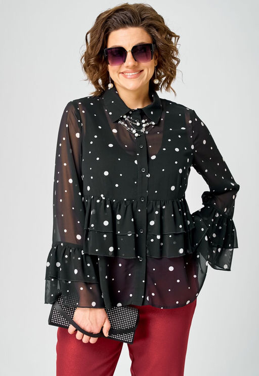 Блуза EVA GRANT 7221 принт горох