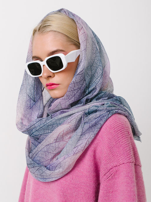 Большой, мягкий, тонкий и очень нежный двусторонний палантин с рисунком в стиле арт-деко - Tantino фото 10