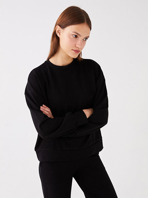 Bisiklet Yaka Oversize Kad?n Sweatshirt