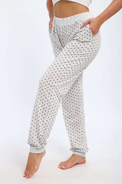 Брюки женские из кулирки на манжете звезды на мел.серый