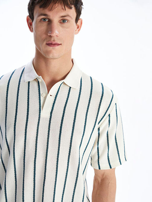 Polo Yaka ?izgili Penye Erkek Ti??rt