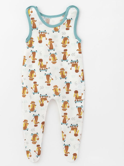 Полукомбинезон со следом из хлопковой кулирки, синий/радуга - Lesi kids фото 3