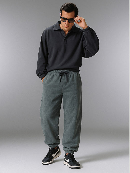 Брюки джоггеры мужские серые с обработкой эйсид