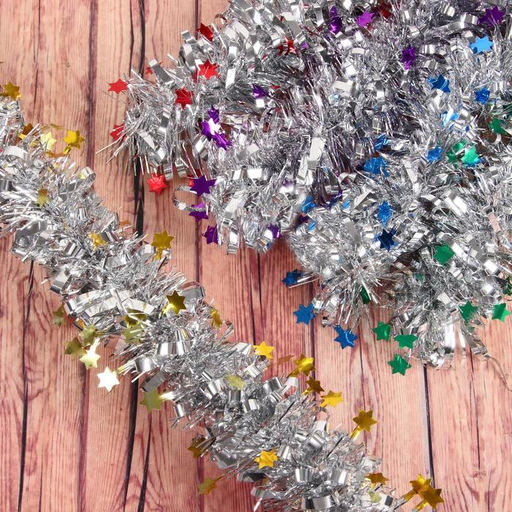 Цена за 10 шт. Мишура Глянец звёзды d-7 см, 200 см, микс - Зимнее волшебство фото 3