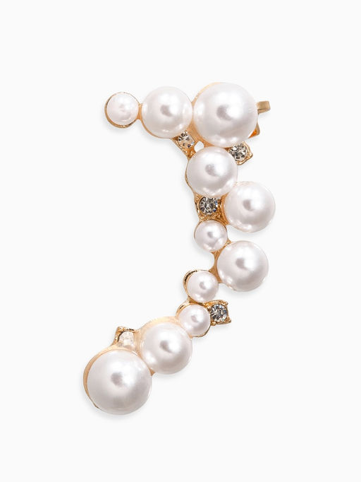 Серьга кафф Жемчужное сокровище, цвет белый в золоте