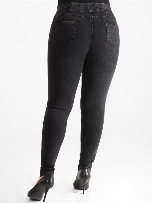 Джеггинсы утепленные на флисе темно-серые женские - Almond фото 4